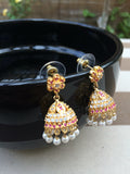 Ruby with CZ stones jumkas - *** FREE SHIPPING ***