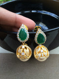 Emerald with CZ stones Jumkas - *** FREE SHIPPING ***