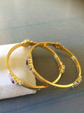 Mixed with silver and gold bangles with Ruby stones -  *** FREE SHIPPING ***