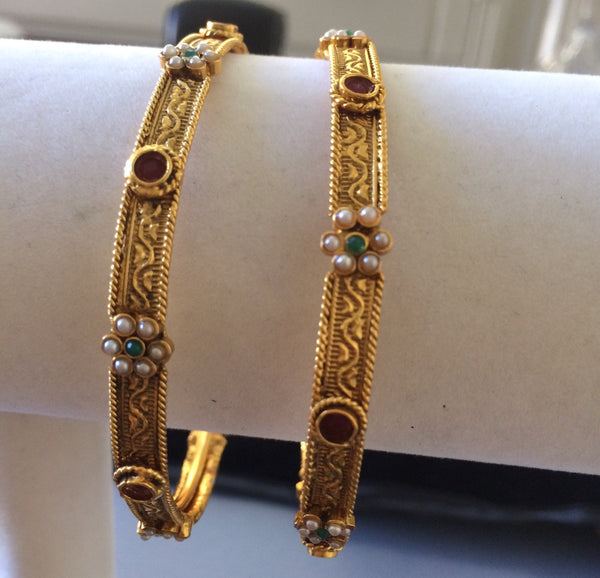 Antique small pearls bangles -  *** FREE SHIPPING ***