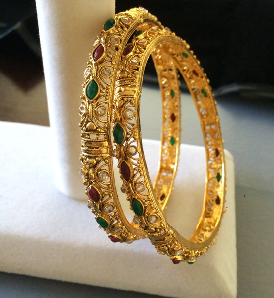 Antique multicolor stones bangles -  *** FREE SHIPPING ***