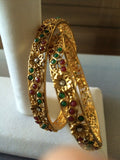 Antique look bangles with Ruby with pearls - *** FREE SHIPPING ***