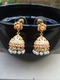 Ruby with CZ stones jumkas - *** FREE SHIPPING ***