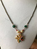 Black beads chain with multicolor stones pendant  *** FREE SHIPPING ***