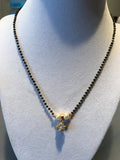 Black beads chain with cz stones ball type pendant  *** FREE SHIPPING ***