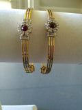 Mixed with silver and gold bangles with Ruby stones -  *** FREE SHIPPING ***