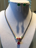 Black beads chain with ruby pendent set  *** FREE SHIPPING ***