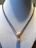 Black beads chain with ruby jumka pendent  *** FREE SHIPPING ***