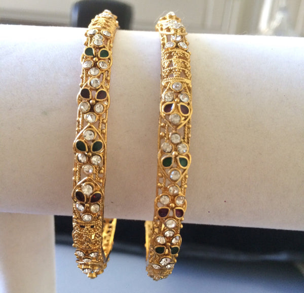 Antique finish CZ stones bangles -  *** FREE SHIPPING ***