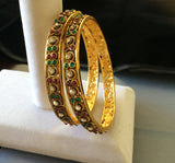 Antique finish multicolor stones bangles -  *** FREE SHIPPING ***