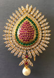Traditional cz stones with ruby & emerald hair clip  *** FREE SHIPPING ***