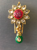 Kundans with ruby stones hair clip  *** FREE SHIPPING ***