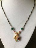 Black beads chain with multicolor stones pendant  *** FREE SHIPPING ***