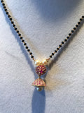 Black beads chain with ruby jumka pendent  *** FREE SHIPPING ***