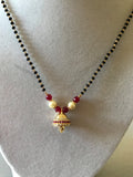 Black beads chain with small bell type pendant  *** FREE SHIPPING ***