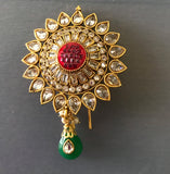 Traditional antique kundans with ruby stones hair clip  *** FREE SHIPPING ***