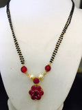 Black beads chain with ruby pendant  *** FREE SHIPPING ***