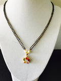 Double lined black beads chain with multicolor stones pendant  *** FREE SHIPPING ***