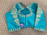 Green color  blouse with gloen thread work bost neck Desiner blouse *** FREE SHIPPING ***