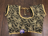 Black color blouse with full golden thread work designer blouse *** FREE SHIPPING ***