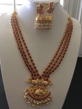 Traditional three line ruby necklace set  *** FREE SHIPPING ***