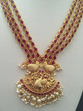 Traditional three line ruby necklace set  *** FREE SHIPPING ***