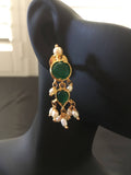 Traditional emerald stones with pearls necklace set  *** FREE SHIPPING ***