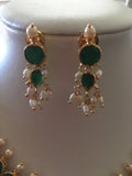 Traditional emerald stones with pearls necklace set  *** FREE SHIPPING ***