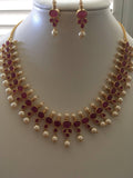 Beautiful ruby stones with pearls necklace set  *** FREE SHIPPING ***