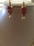 Beautiful ruby stones with pearls necklace set  *** FREE SHIPPING ***