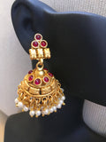 Traditional antique pearls with ruby stones necklace set  *** FREE SHIPPING ***