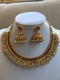 Traditional antique pearls with ruby stones necklace set  *** FREE SHIPPING ***