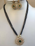 Stones changeable stones CZ pendant with black diamond beads necklace set  *** FREE SHIPPING ***