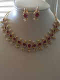 Ruby stones with pearls necklace set  *** FREE SHIPPING ***