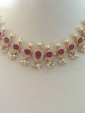 Ruby stones with pearls necklace set  *** FREE SHIPPING ***