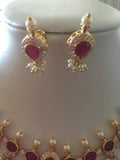 Ruby stones with pearls necklace set  *** FREE SHIPPING ***