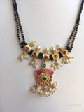 Black diamond beads chain with antique ruby stones pendant  *** FREE SHIPPING ***