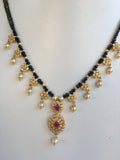Uncut cz stones with ruby stones black diamond beads chain  *** FREE SHIPPING ***