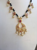 Uncut cz stones with ruby stones black beads chain  *** FREE SHIPPING ***