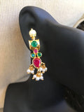 Traditional multicolor stones with pearls necklace set  *** FREE SHIPPING ***