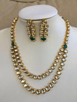 Beautiful and traditional kundans with emerald stones necklace set  *** FREE SHIPPING ***