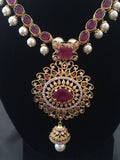 Traditional ruby stones with multicolor stones pendant necklace set  *** FREE SHIPPING ***