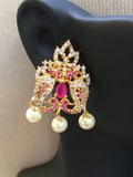 Beautiful cz stones with ruby stones necklace set  *** FREE SHIPPING ***