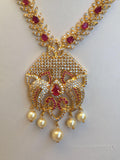 Beautiful cz stones with ruby stones necklace set  *** FREE SHIPPING ***