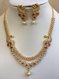 Beautiful peacock design with cz stones ruby necklace set  *** FREE SHIPPING ***