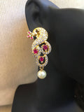 Beautiful peacock design with cz stones ruby necklace set  *** FREE SHIPPING ***