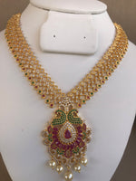 Elegant multicolor stones peacock necklace with big jumkas  *** FREE SHIPPING ***