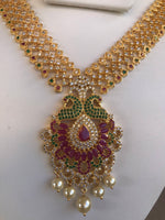 Elegant multicolor stones peacock necklace with big jumkas  *** FREE SHIPPING ***