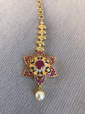 Beautiful flower design ruby and cz stones tikka  *** FREE SHIPPING ***