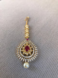 Beautiful ovel shape cz stones with ruby stones  tikka *** FREE SHIPPING ***